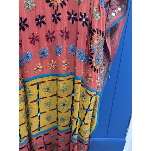 ZARA Woman Handmade Jeweled Embellished Maxi Dress Orange Yellow Size USA medium - Picture 16 of 16